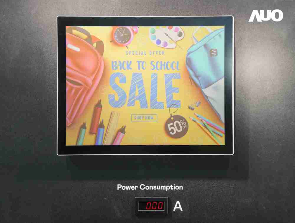 欧陆注册展示胆固醇液晶超低耗能户外全彩显示器，，，ChLC（胆固醇液晶）以双稳态技术使静态显示零功耗，，具省电、、、高彩度、、、环保的特性，，，还整合软硬件系统解决方案，，可透过单一云端平台管理