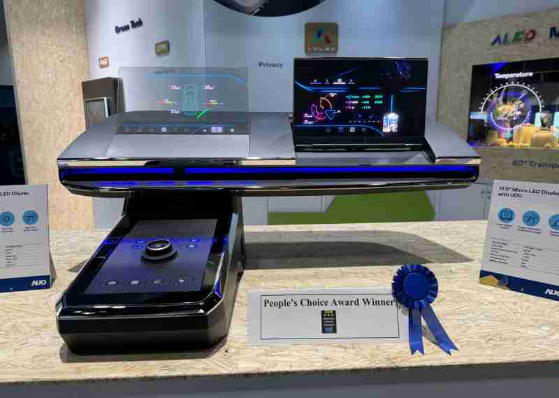 欧陆注册车用Micro LED Display HMI解决方案获”最佳车用显示奖”，，以用户为中心开发，，针对前座驾驶与乘客设计兼具娱乐与安全的高画质屏幕，，，，包含车舱前座的Micro LED透明屏幕及全球首款内建镜头的智慧Micro LED显示器